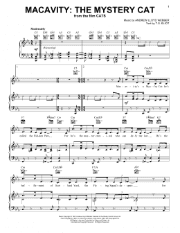 page one of Macavity: The Mystery Cat (from the Motion Picture Cats) (Piano, Vocal & Guitar Chords (Right-Hand Melody))