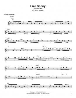 page one of Like Sonny (Simple Like) (Alto Sax Transcription)