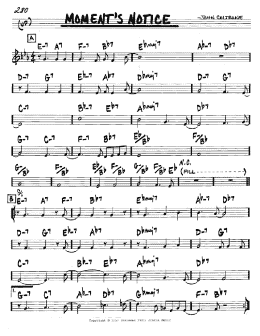 page one of Moment's Notice (Real Book – Melody & Chords – C Instruments)