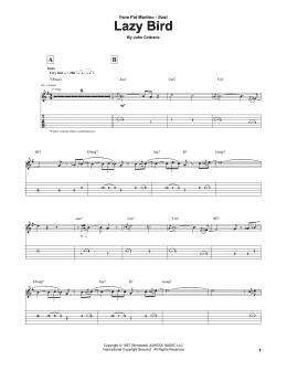 page one of Lazy Bird (Guitar Tab)