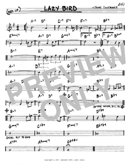 page one of Lazy Bird (Real Book – Melody & Chords – C Instruments)