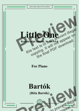 page one of Bartók-Román népi táncok,Sz.56 No.6,Little One,for Piano