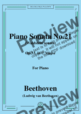 page one of Beethoven-Piano Sonata No.21,Waldstein sonata,Op.53,in C Major,for Piano