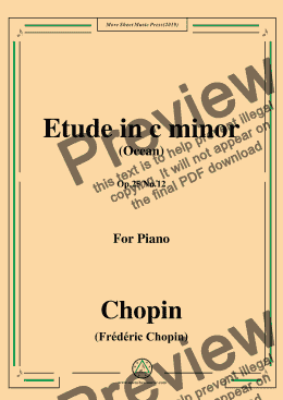 page one of Chopin-Etude in c minor,Ocean,Op.25 No.12,for Piano