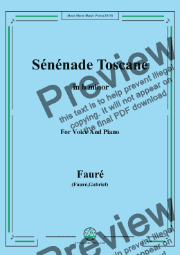 page one of Fauré-Sénénade Toscane,in b minor,for Voice and Piano