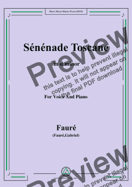 page one of Fauré-Sénénade Toscane,in d minor,for Voice and Piano