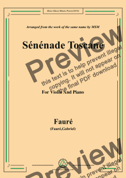 page one of Fauré-Sénénade Toscane,for Violin and Piano
