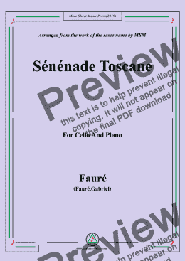 page one of Fauré-Sénénade Toscane,for Cello and Piano