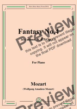 page one of Mozart-Fantasy No.4 in c minor,K.475(Op.11),for Piano