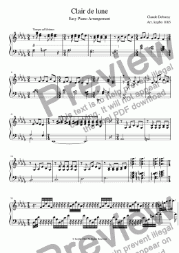 page one of Clair de lune Easy Piano Arrangement