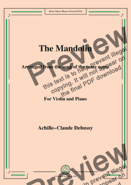 page one of Debussy-The Mandolin,for Violin and Piano