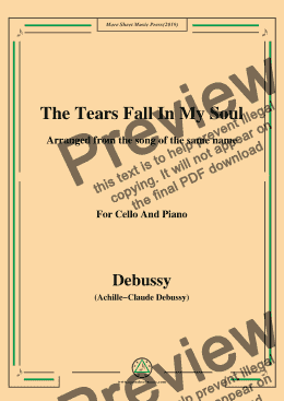page one of Debussy-The Tears fall in my Soul , for Cello and Piano