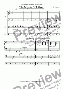 page one of Toronto Pianist Trilogy III - The Mighty Gill Show (for Tania Gill)