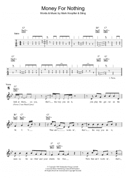 page one of Money For Nothing (Guitar Lead Sheet)