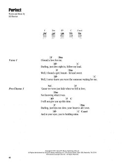 page one of Perfect (Ukulele Chords/Lyrics)