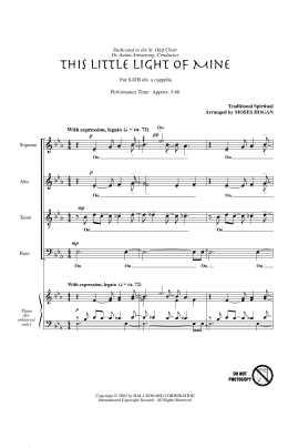 page one of This Little Light Of Mine (arr. Moses Hogan) (SATB Choir)