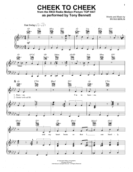 page one of Cheek To Cheek (Piano, Vocal & Guitar Chords (Right-Hand Melody))