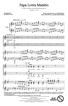 page one of Papa Loves Mambo (arr. Mark Hayes) (SSA Choir)