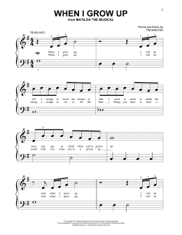 page one of When I Grow Up (from Matilda The Musical) (Beginning Piano Solo)