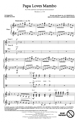 page one of Papa Loves Mambo (arr. Mark Hayes) (TTBB Choir)