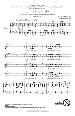 page one of Shine The Light (SATB Choir)