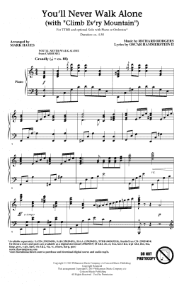 page one of You'll Never Walk Alone (with "Climb Ev'ry Mountain") (arr. Mark Hayes) (TTBB Choir)