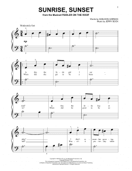 page one of Sunrise, Sunset (from Fiddler On The Roof) (Beginning Piano Solo)