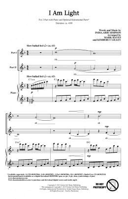 page one of I Am Light (arr. Mark Hayes and Kimberly Lilley) (2-Part Choir)