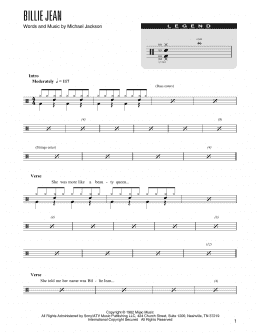 page one of Billie Jean (arr. Kennan Wylie) (Drum Chart)