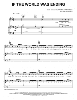 page one of If The World Was Ending (feat. Julia Michaels) (Piano, Vocal & Guitar Chords (Right-Hand Melody))