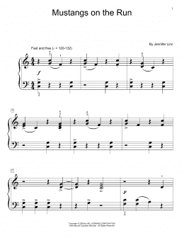 page one of Mustangs On The Run (Educational Piano)