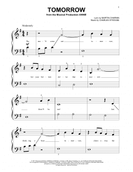 page one of Tomorrow (from Annie) (Beginning Piano Solo)
