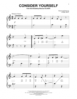page one of Consider Yourself (from Oliver!) (Beginning Piano Solo)
