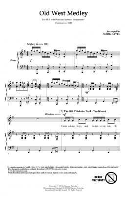 page one of Old West Medley (arr. Mark Hayes) (SSA Choir)