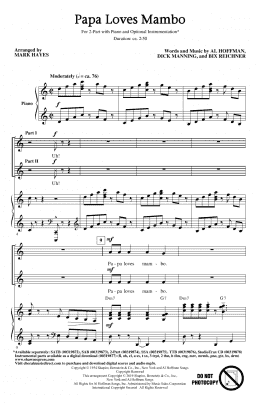page one of Papa Loves Mambo (arr. Mark Hayes) (2-Part Choir)