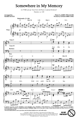 page one of Somewhere In My Memory (from Home Alone) (arr. Mark Hayes) (TTBB Choir)