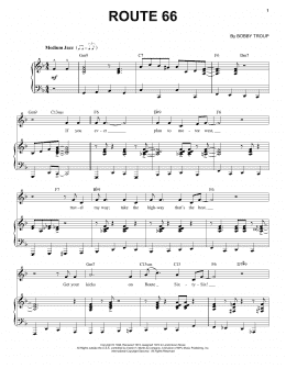 page one of Route 66 [Jazz version] (arr. Brent Edstrom) (Piano & Vocal)