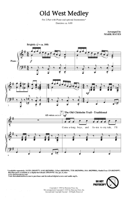 page one of Old West Medley (arr. Mark Hayes) (2-Part Choir)