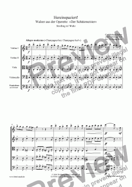 page one of Hereinspaziert! Walzer (Strolling in. Waltz) (For Strings)