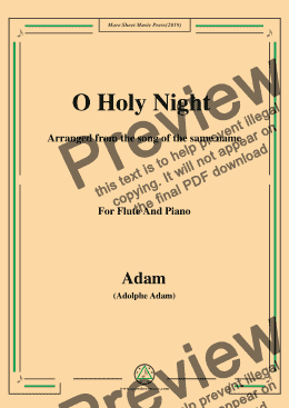 page one of Adam-O Holy night cantique de noel,for Flute and Piano