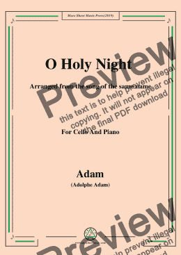page one of Adam-O Holy night cantique de noel,for Cello and Piano