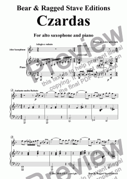 page one of Czardas for alto saxophone & piano
