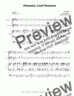 page one of Hosanna, Loud Hosanna (Duet for Soprano and Tenor Saxophone - Organ accompaniment)