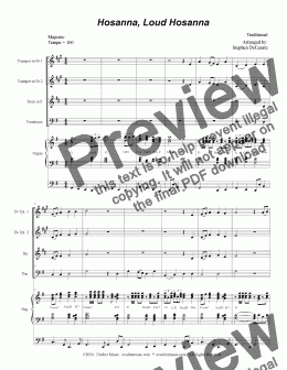 page one of Hosanna, Loud Hosanna (for Brass Quartet - Organ accompaniment)