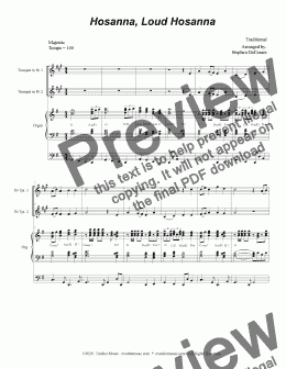 page one of Hosanna, Loud Hosanna (Duet for Bb-Trumpet - Organ accompaniment)