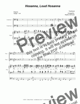 page one of Hosanna, Loud Hosanna (Trombone Duet - Organ accompaniment)