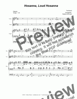 page one of Hosanna, Loud Hosanna (Duet for Violin and Viola - Organ accompaniment)