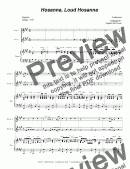page one of Hosanna, Loud Hosanna (Duet for C-Instruments - Piano accompaniment)