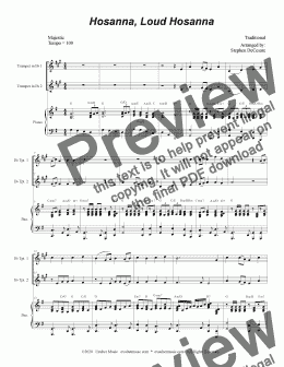 page one of Hosanna, Loud Hosanna (Duet for Bb-Trumpet - Piano accompaniment)