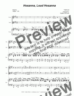 page one of Hosanna, Loud Hosanna (Duet for Violin and Viola - Piano accompaniment)